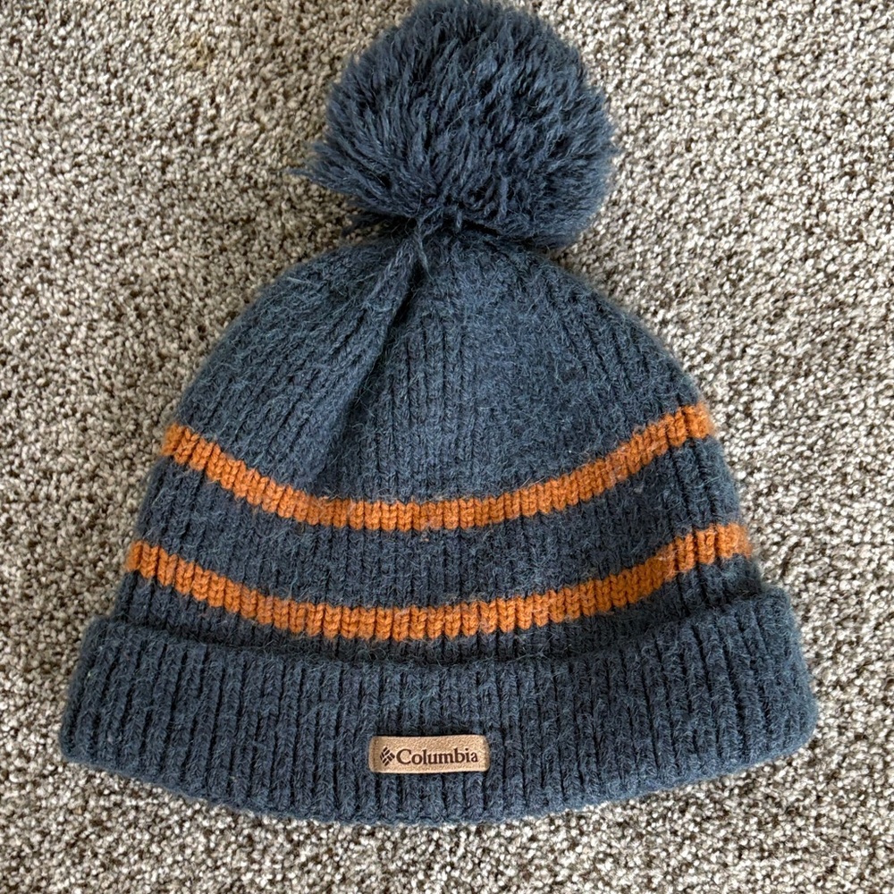 Columbia Kids' Navy and Orange Striped Beanie